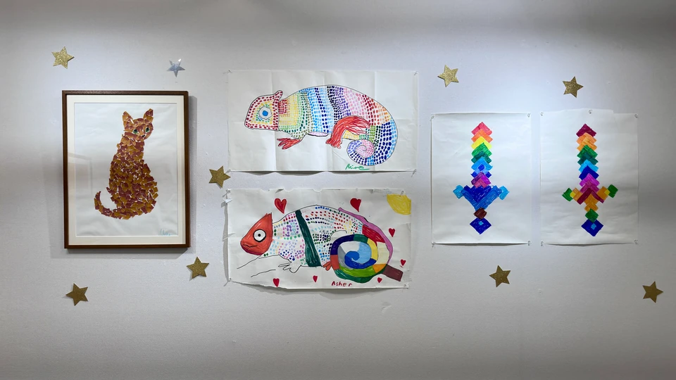 In Between: collage and colourful drawings by fellow participating creators