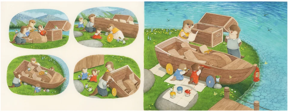The Otter Family Goes to the Sea (working title) · sketch and creative process · 2