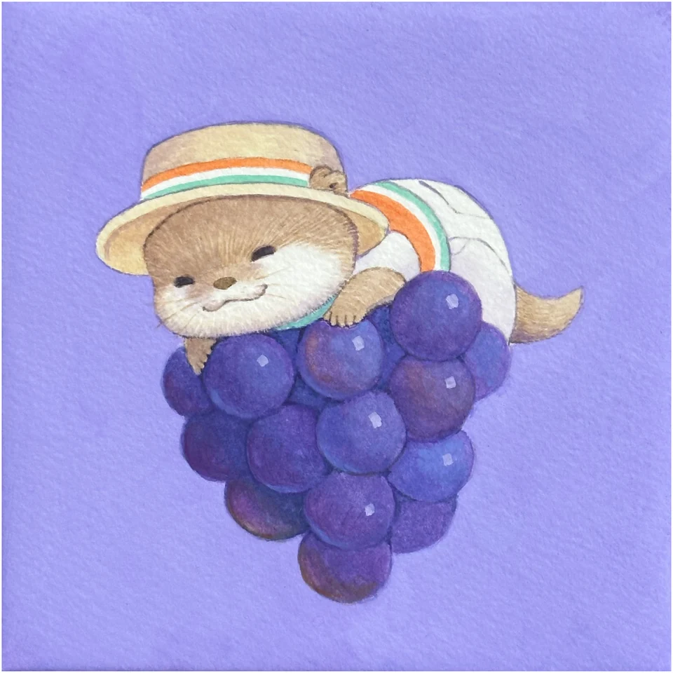 Fruit and the otter twins, painting 2