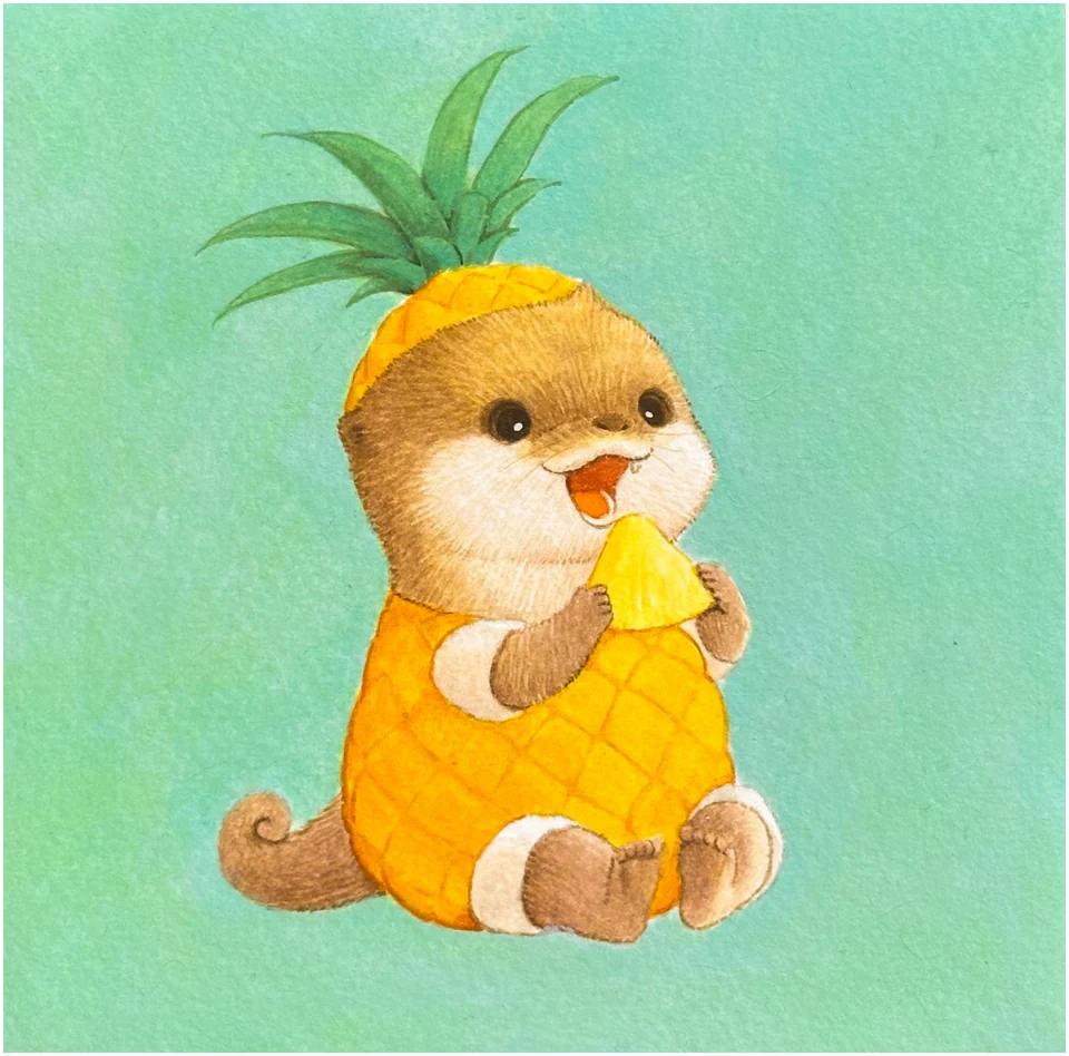 Fruit and the otter twins, painting 3