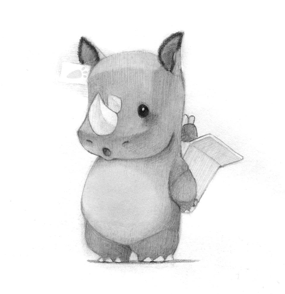 Sudan the Rhino character design 2