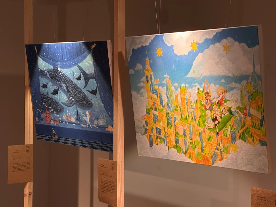 Two adjacent works in the Window Exhibition